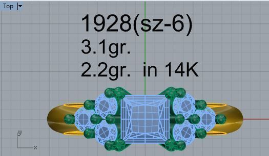 Big Diamond stone ring 1928 3D print model 3D print model_4