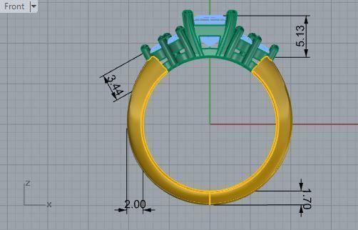 Big Diamond stone ring 1928 3D print model 3D print model_5