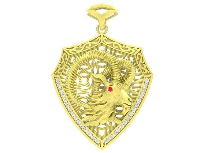 Zodiac Diamond Goat King Pendant 3869 3D print model