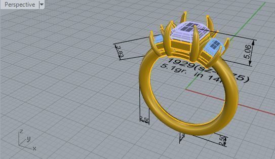 Bid Yellow Diamond ring 1929 3D print model 3D print model_7