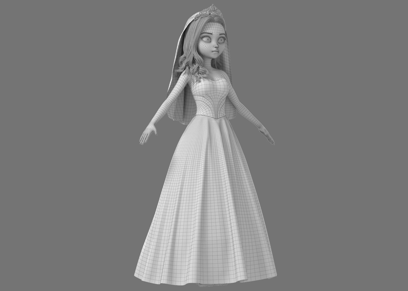 Cartoon Bride Rigged 3D model_33