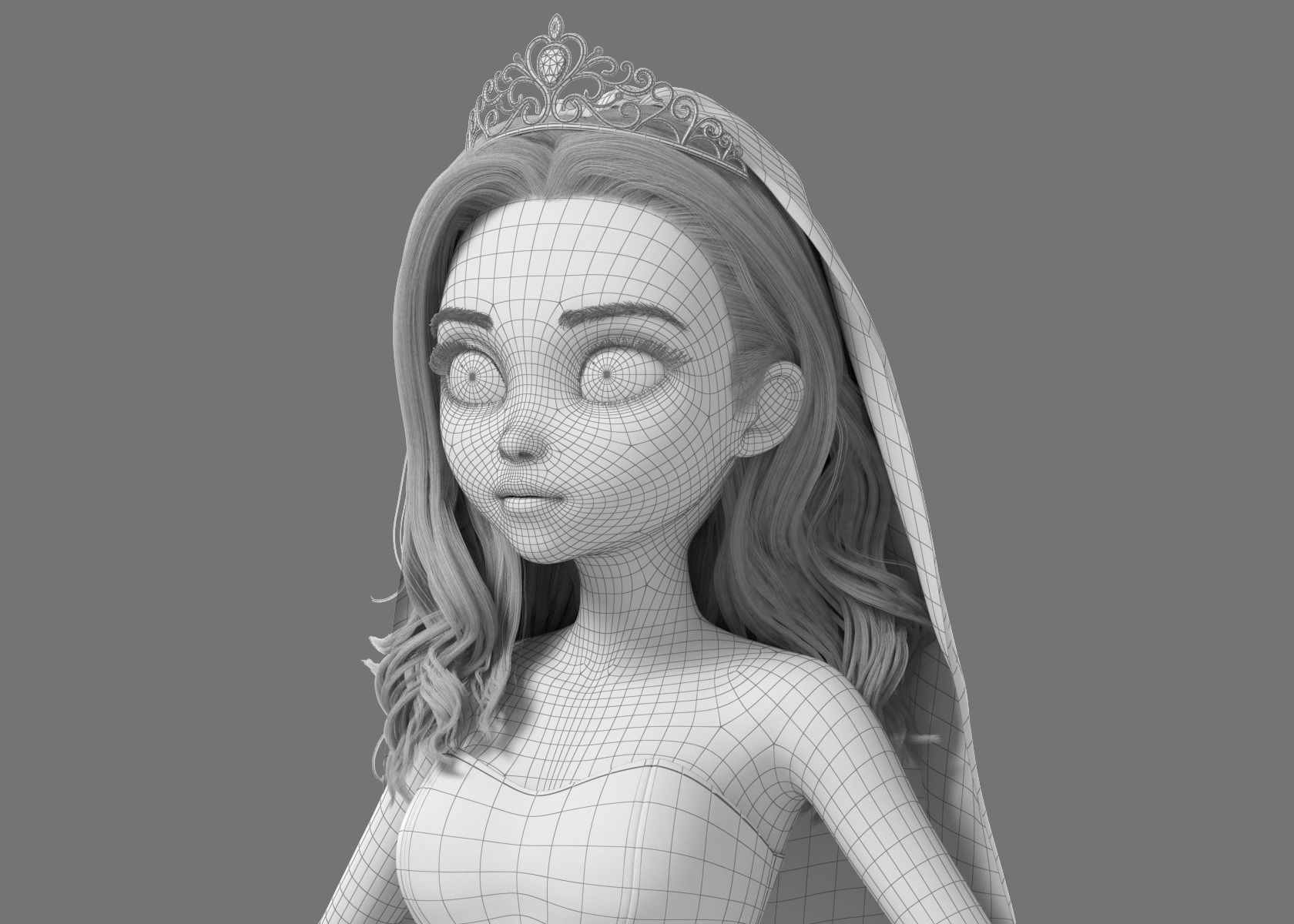 Cartoon Bride Rigged 3D model_27