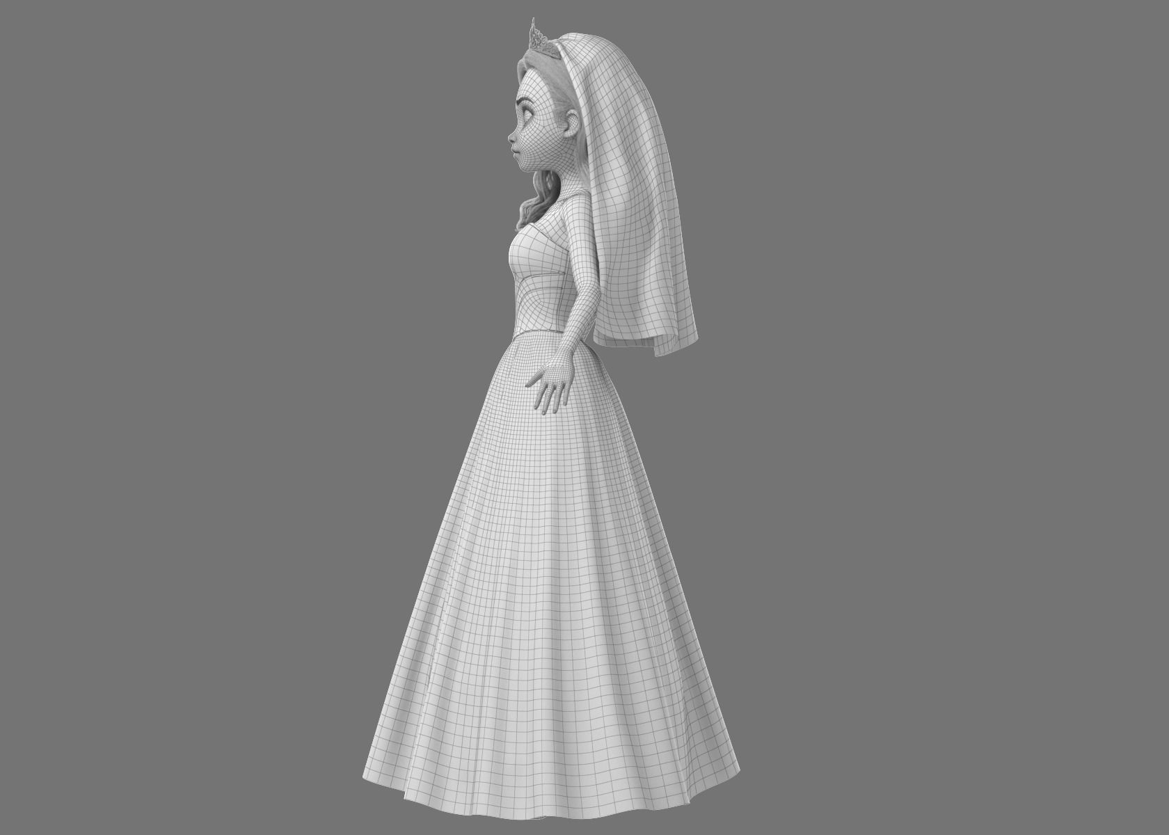 Cartoon Bride Rigged 3D model_32