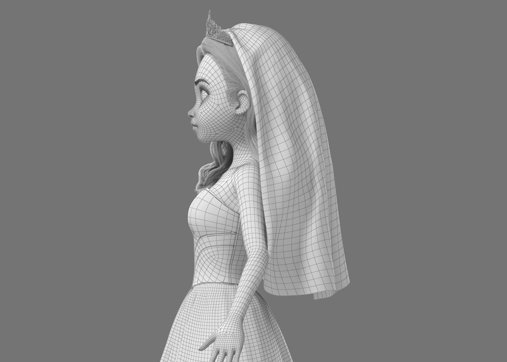 Cartoon Bride Rigged 3D model_40