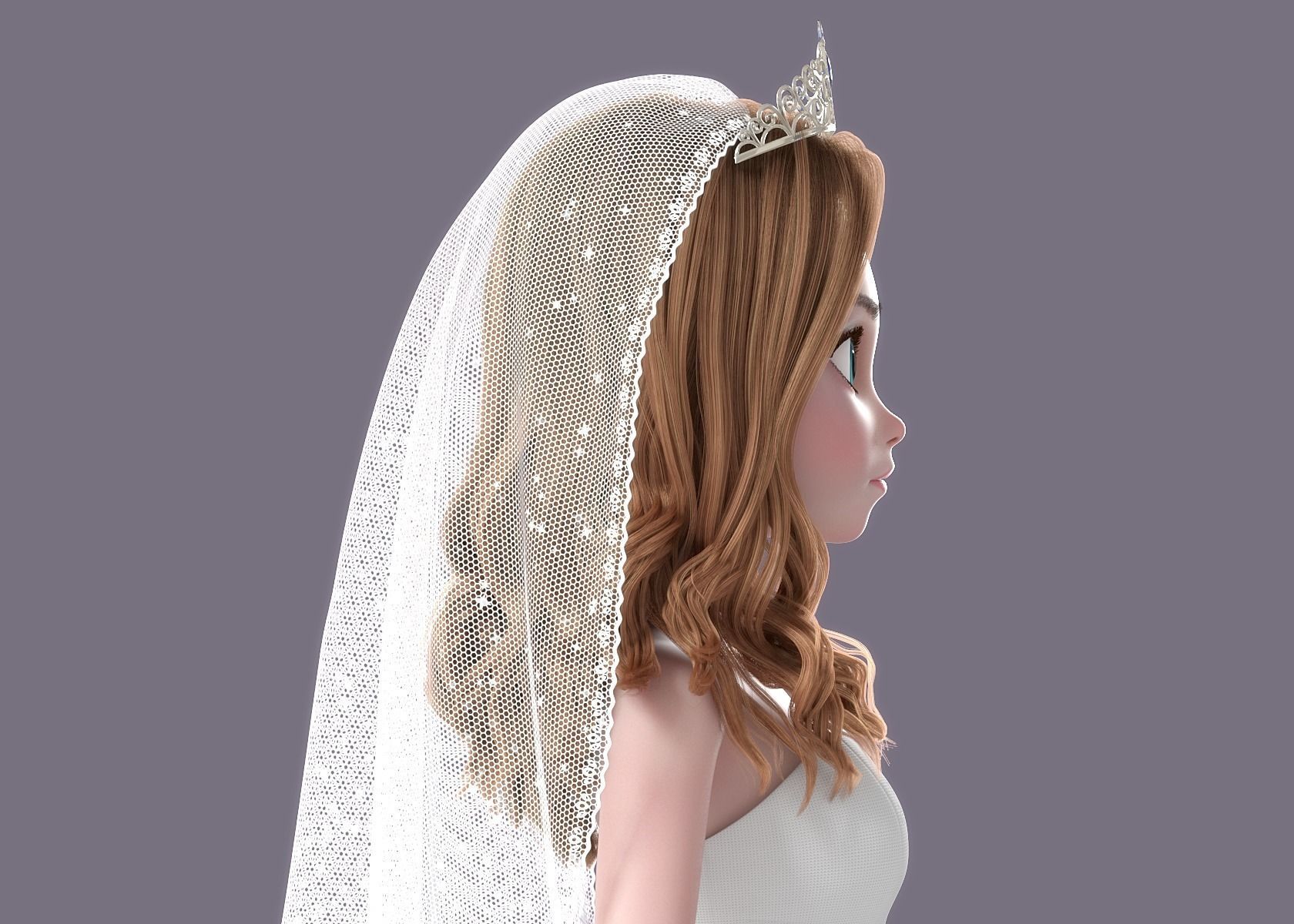 Cartoon Bride Rigged 3D model_7