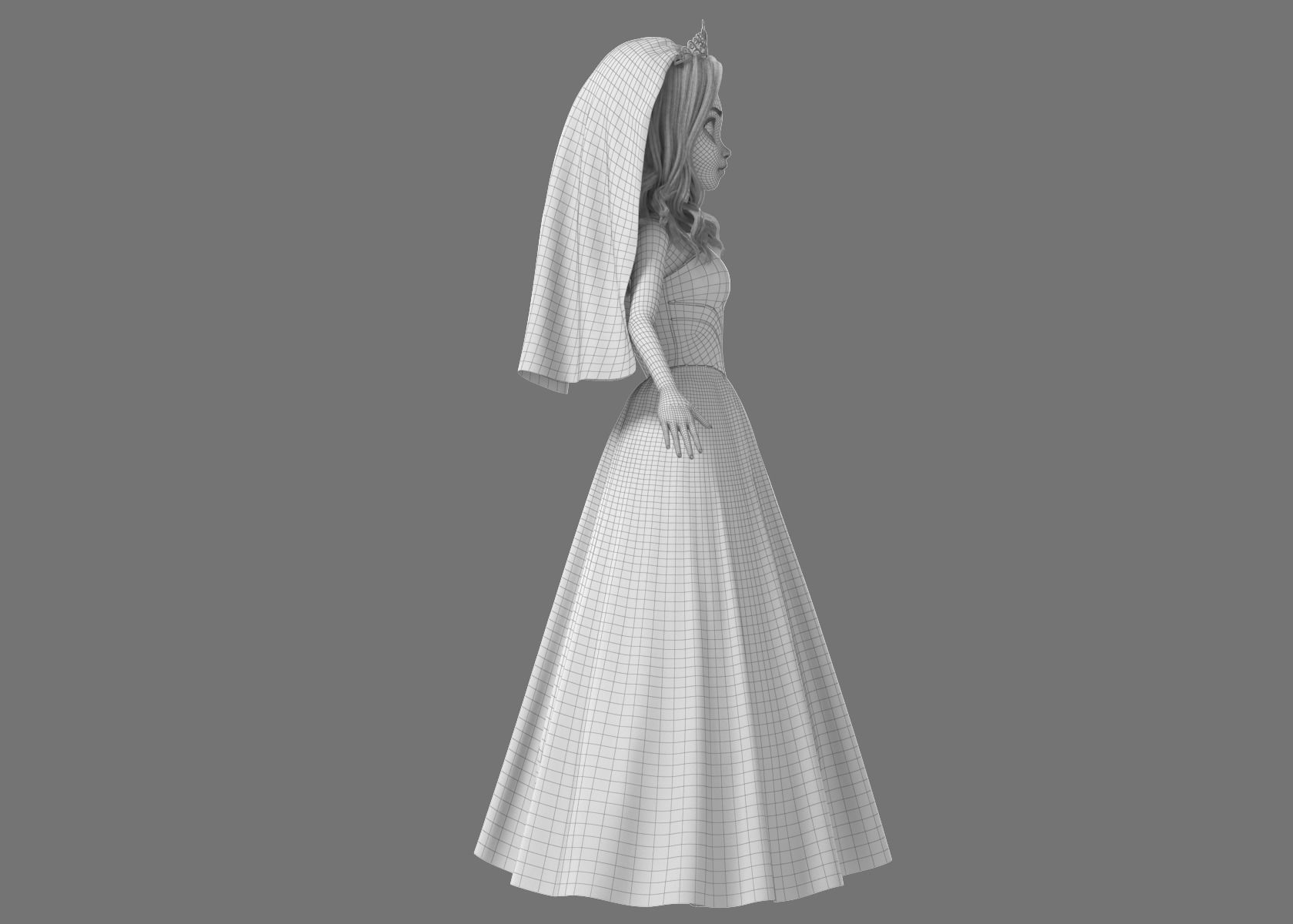 Cartoon Bride Rigged 3D model_31