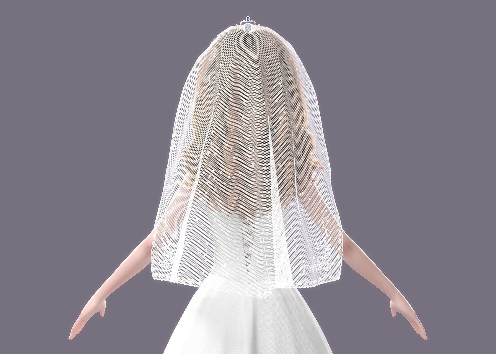 Cartoon Bride Rigged 3D model_17