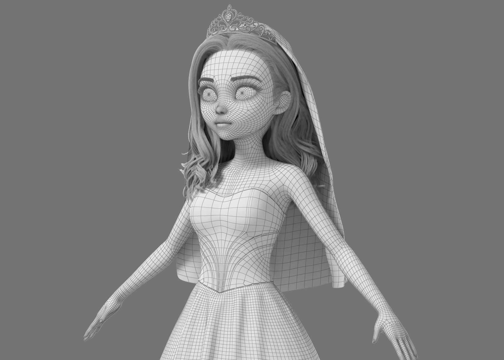 Cartoon Bride Rigged 3D model_37