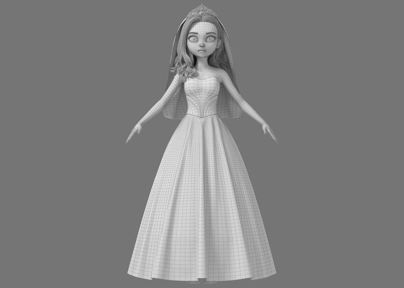 Cartoon Bride Rigged 3D model_34