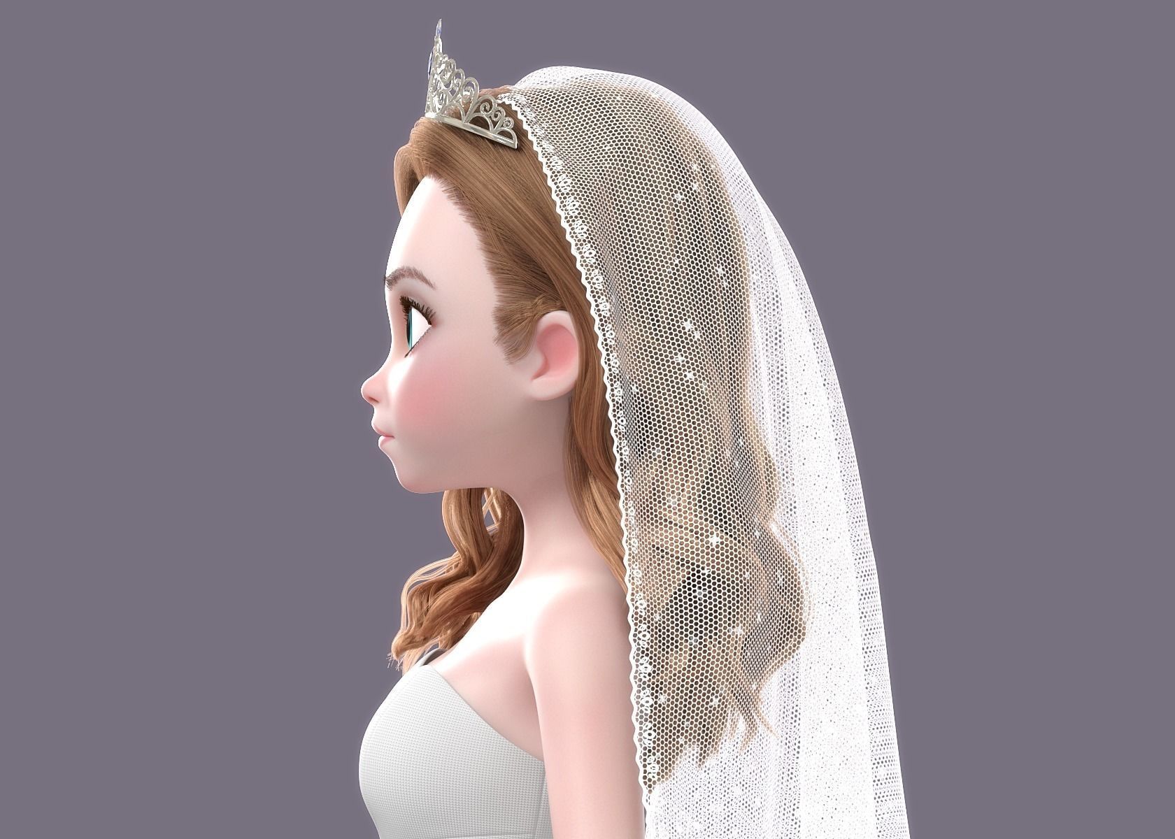 Cartoon Bride Rigged 3D model_6