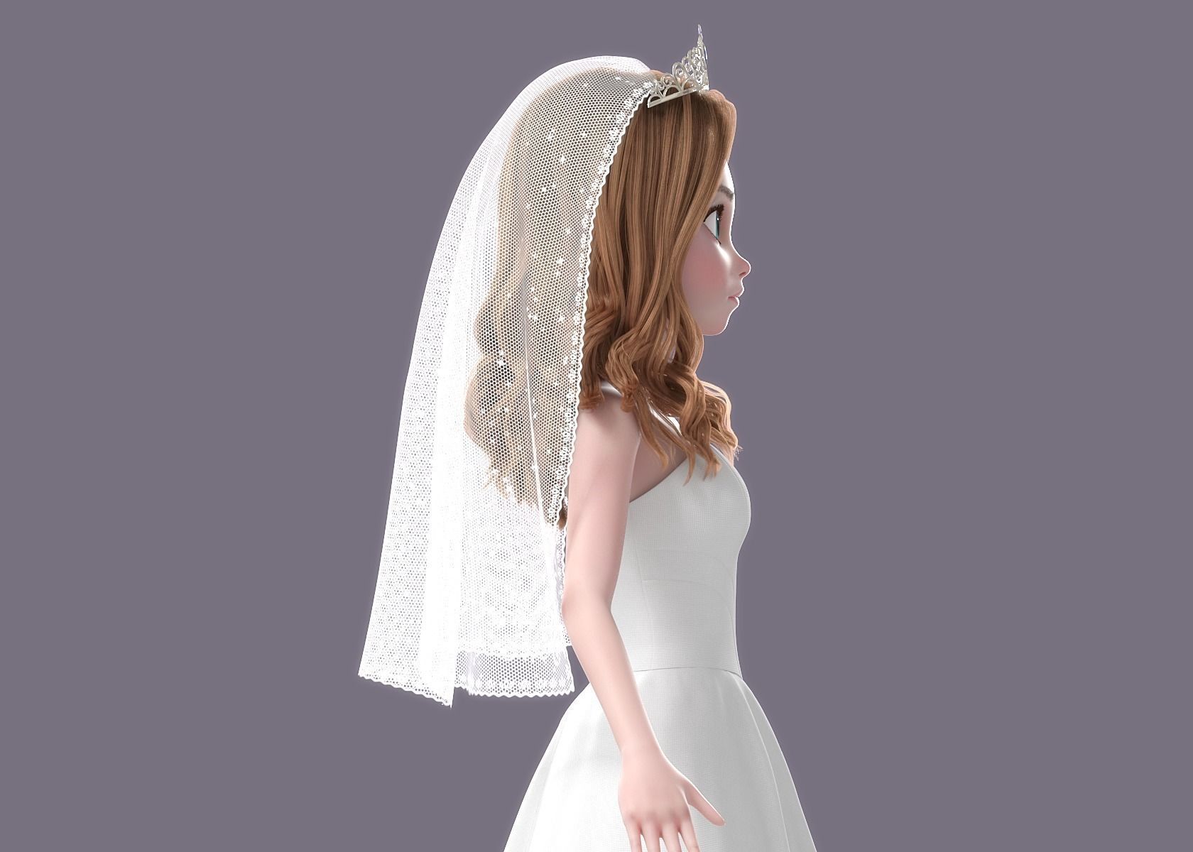 Cartoon Bride Rigged 3D model_18