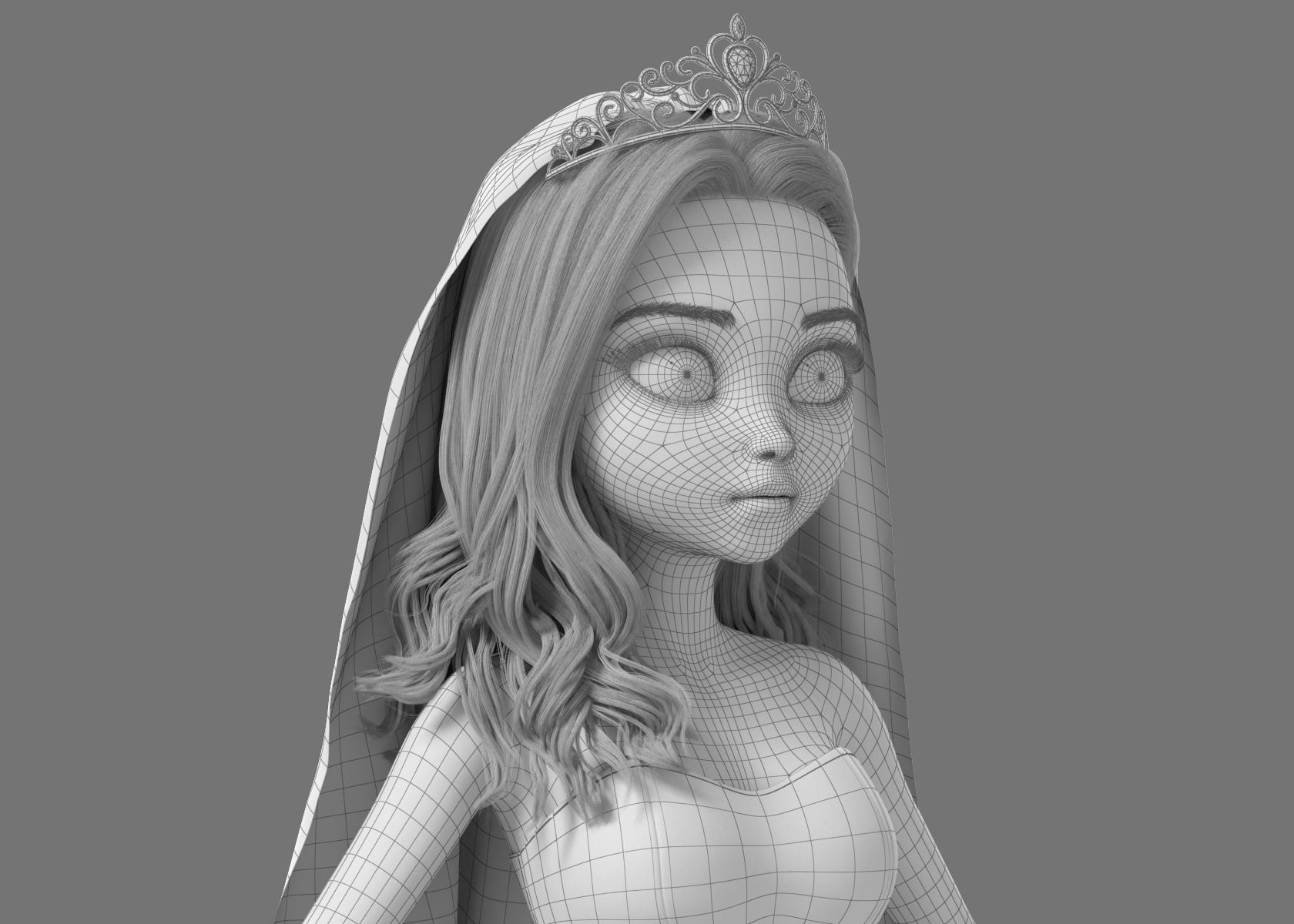 Cartoon Bride Rigged 3D model_28