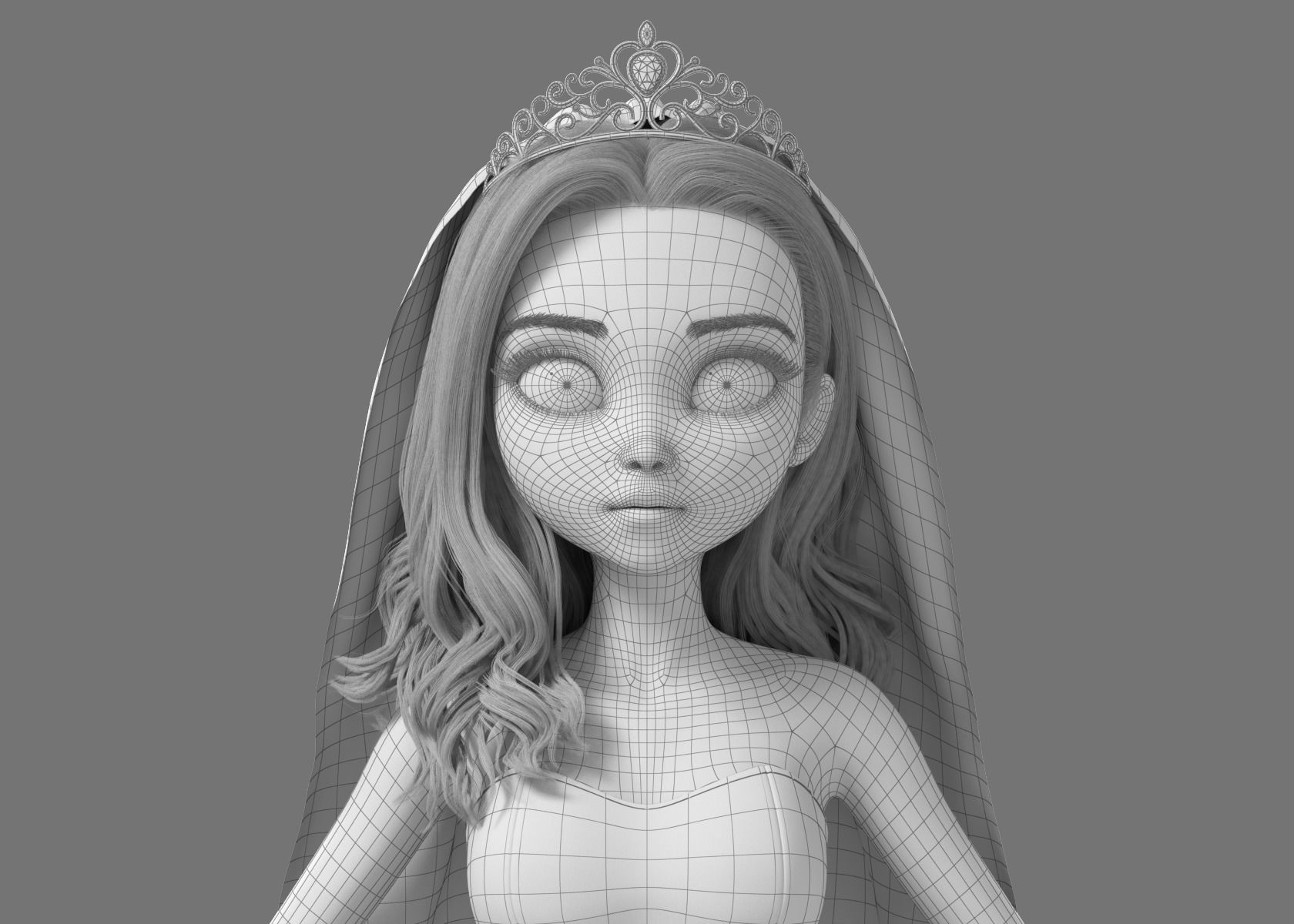 Cartoon Bride Rigged 3D model_29
