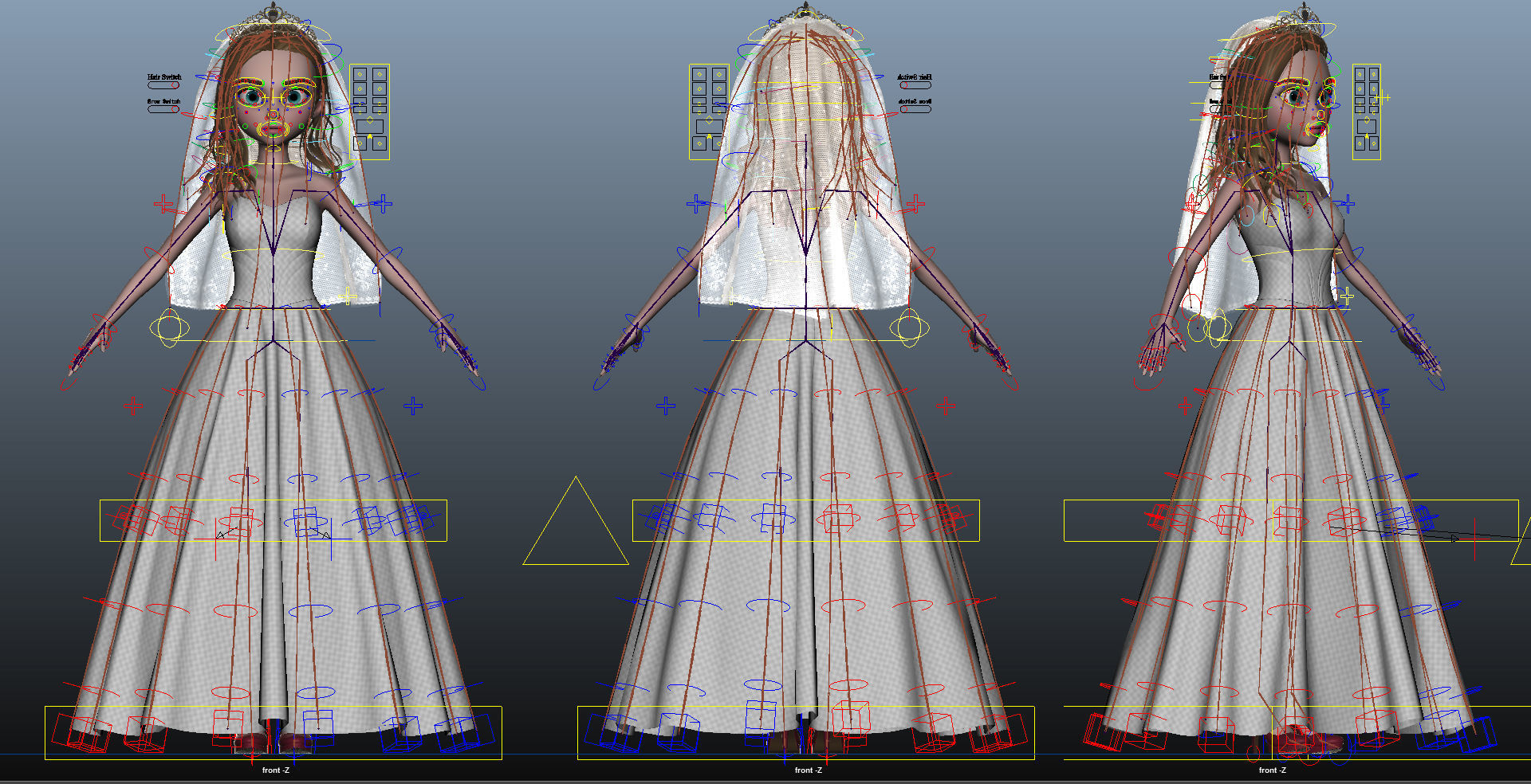 Cartoon Bride Rigged 3D model_43