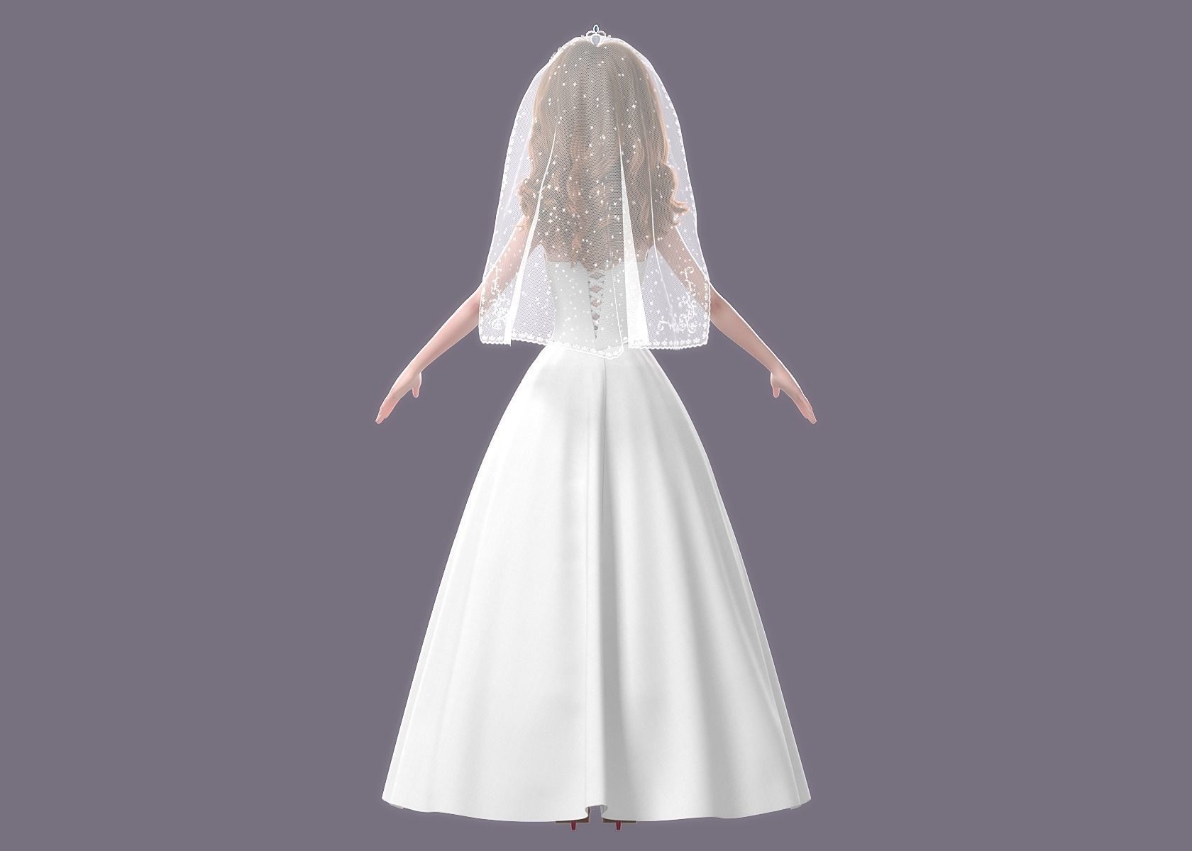 Cartoon Bride Rigged 3D model_12