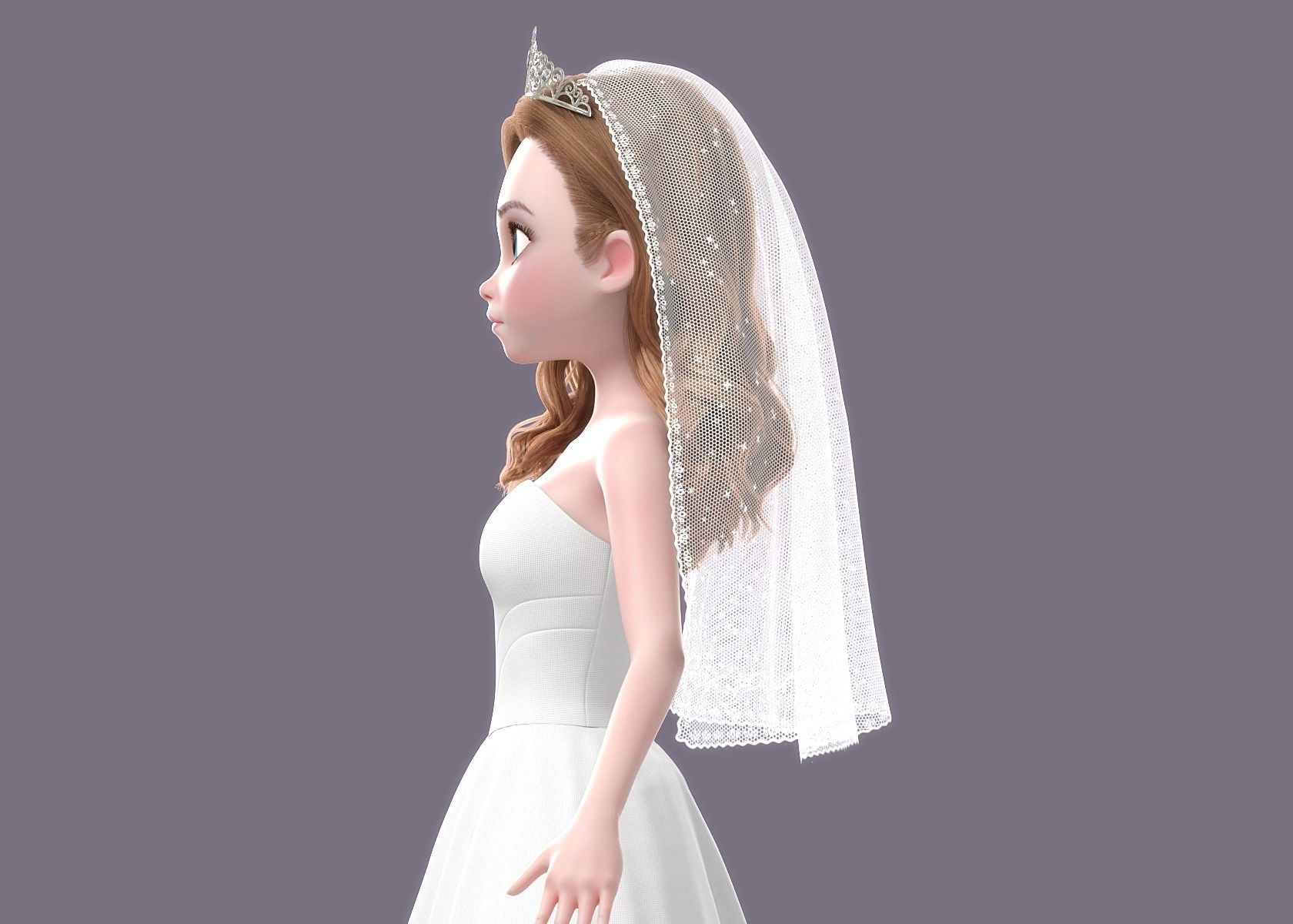 Cartoon Bride Rigged 3D model_19