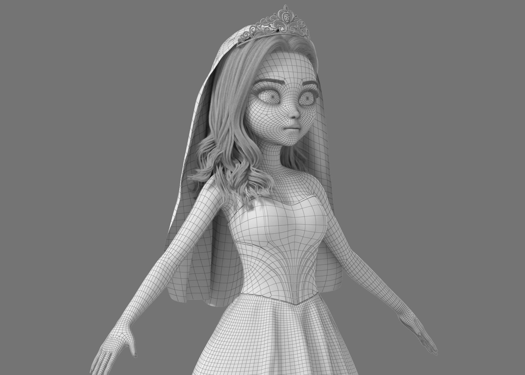 Cartoon Bride Rigged 3D model_41