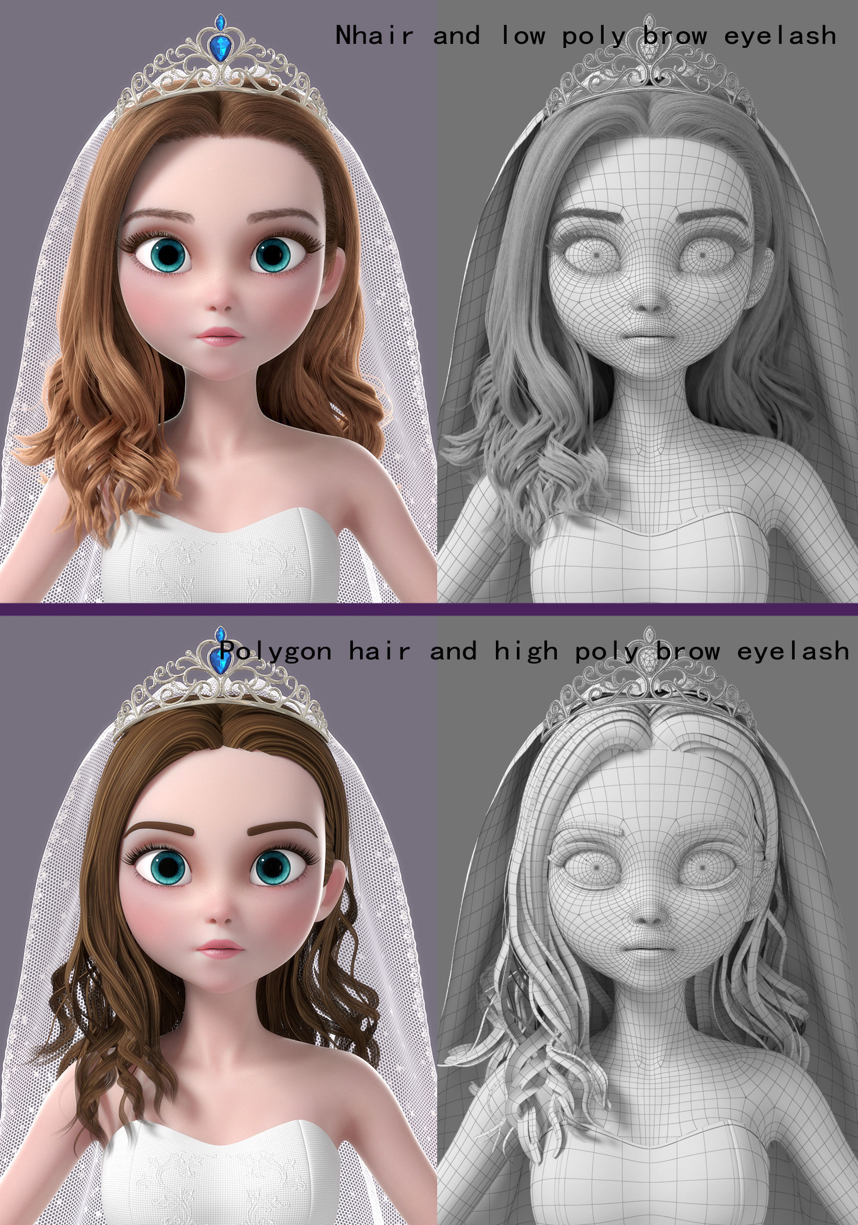 Cartoon Bride Rigged 3D model_23