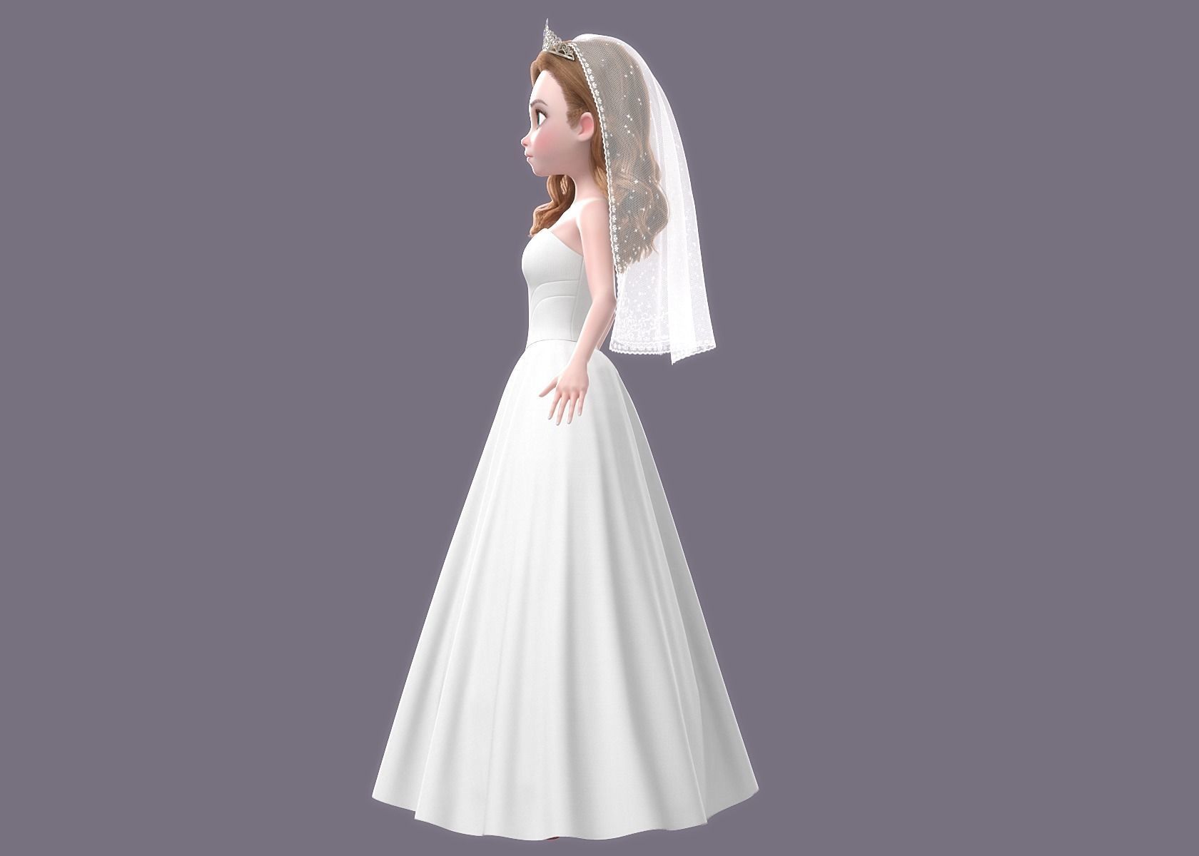 Cartoon Bride Rigged 3D model_13