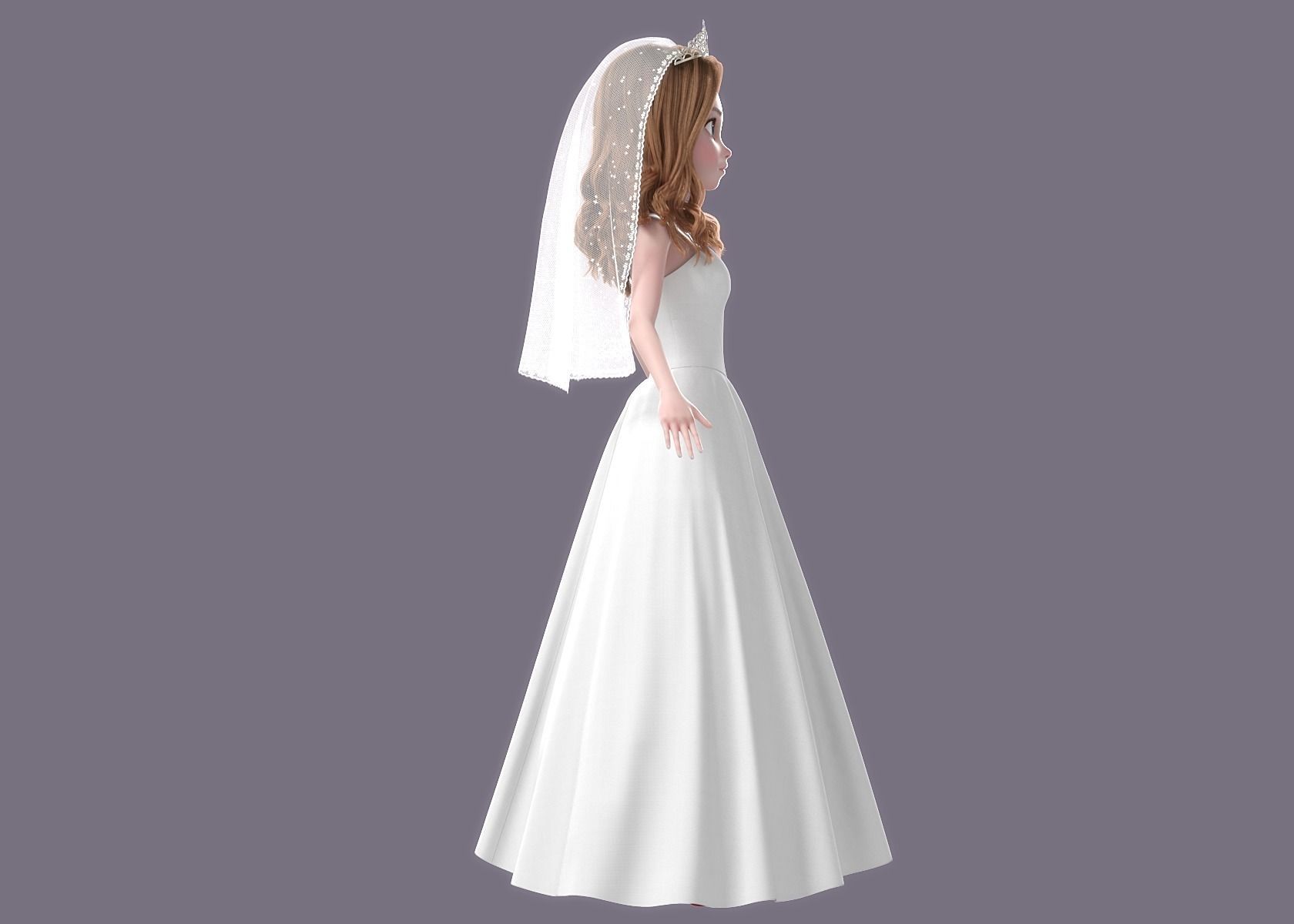 Cartoon Bride Rigged 3D model_11