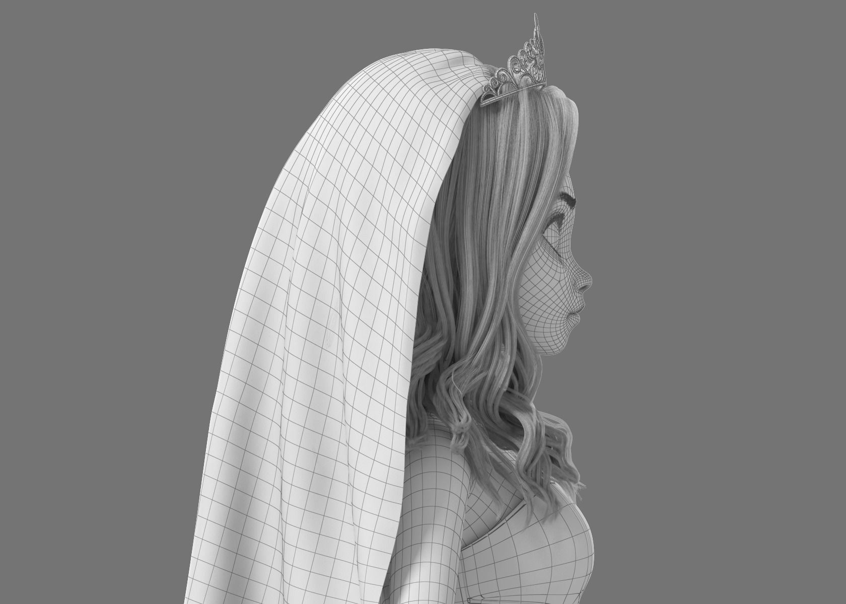 Cartoon Bride Rigged 3D model_24