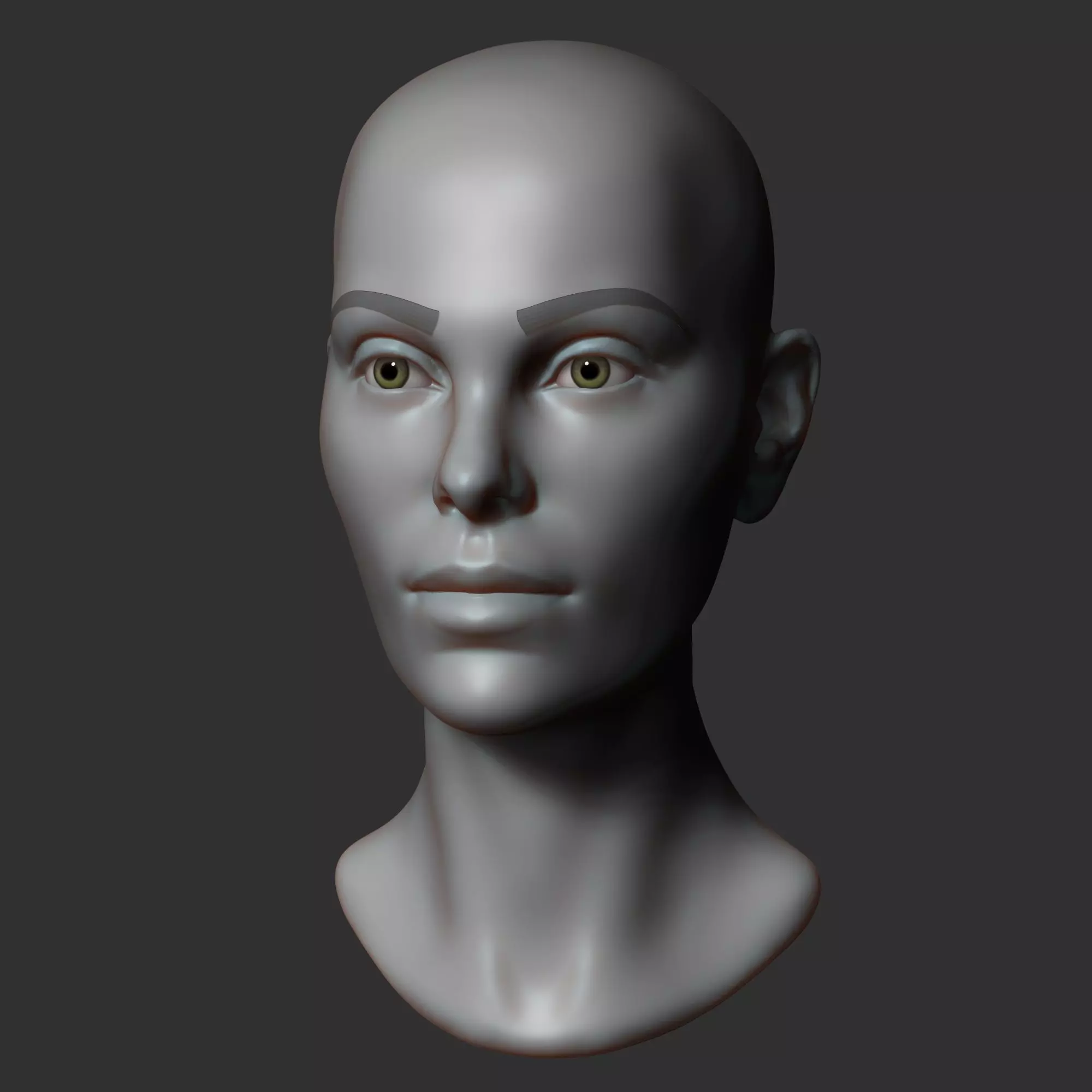 Female head sculpt 2 3D model_0
