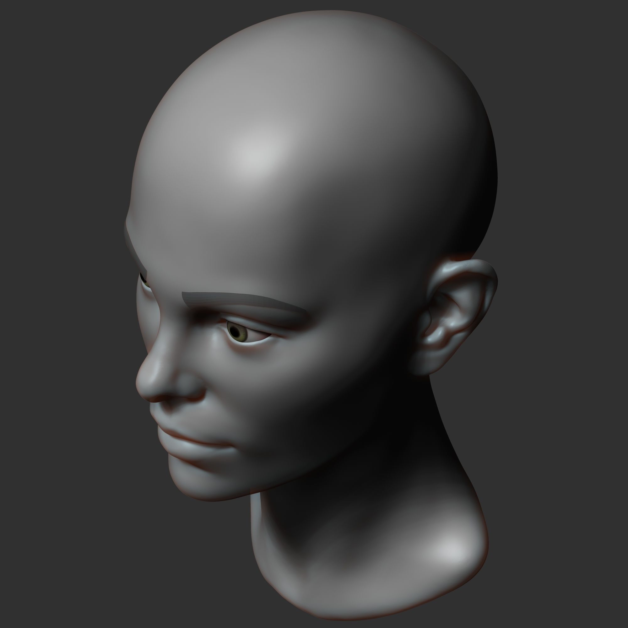 Female head sculpt 2 3D model_10