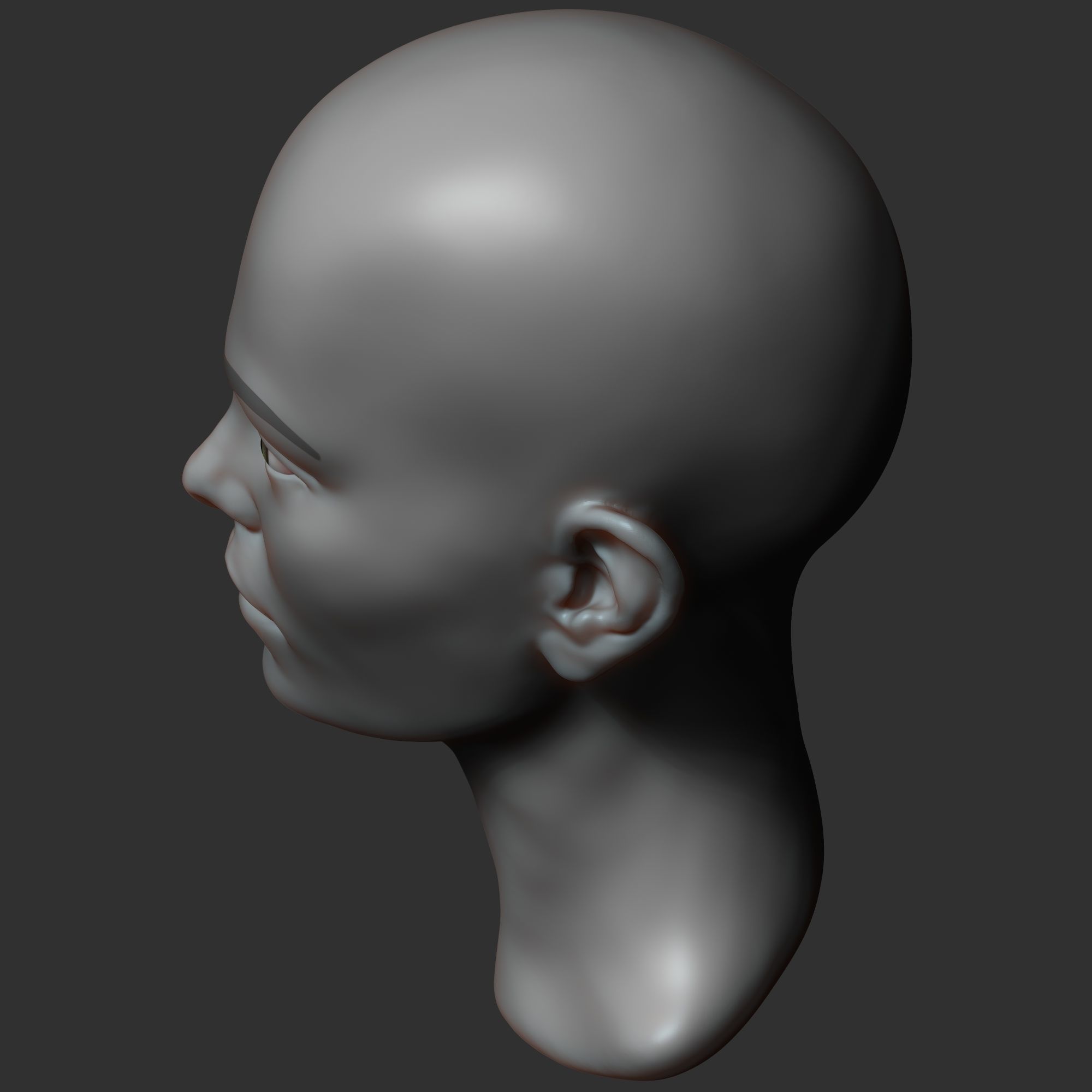 Female head sculpt 2 3D model_11
