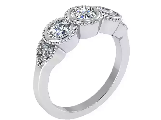 Beautiful  Round ring with Diamond stones 1935 3D print model