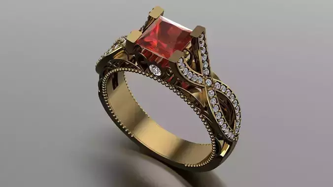 Red Diamond Ring 3D print model