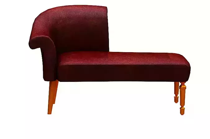 sofa Right chaise lounge red leather and gold foil legs 