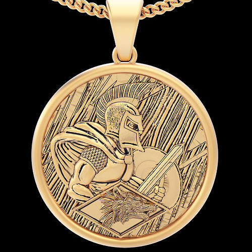 Gladiator Spartacus  pendant gold jewelry printable 3D model 3D print model