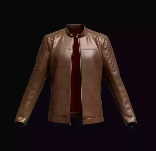 Mens Leather Biker Jacket 3D model