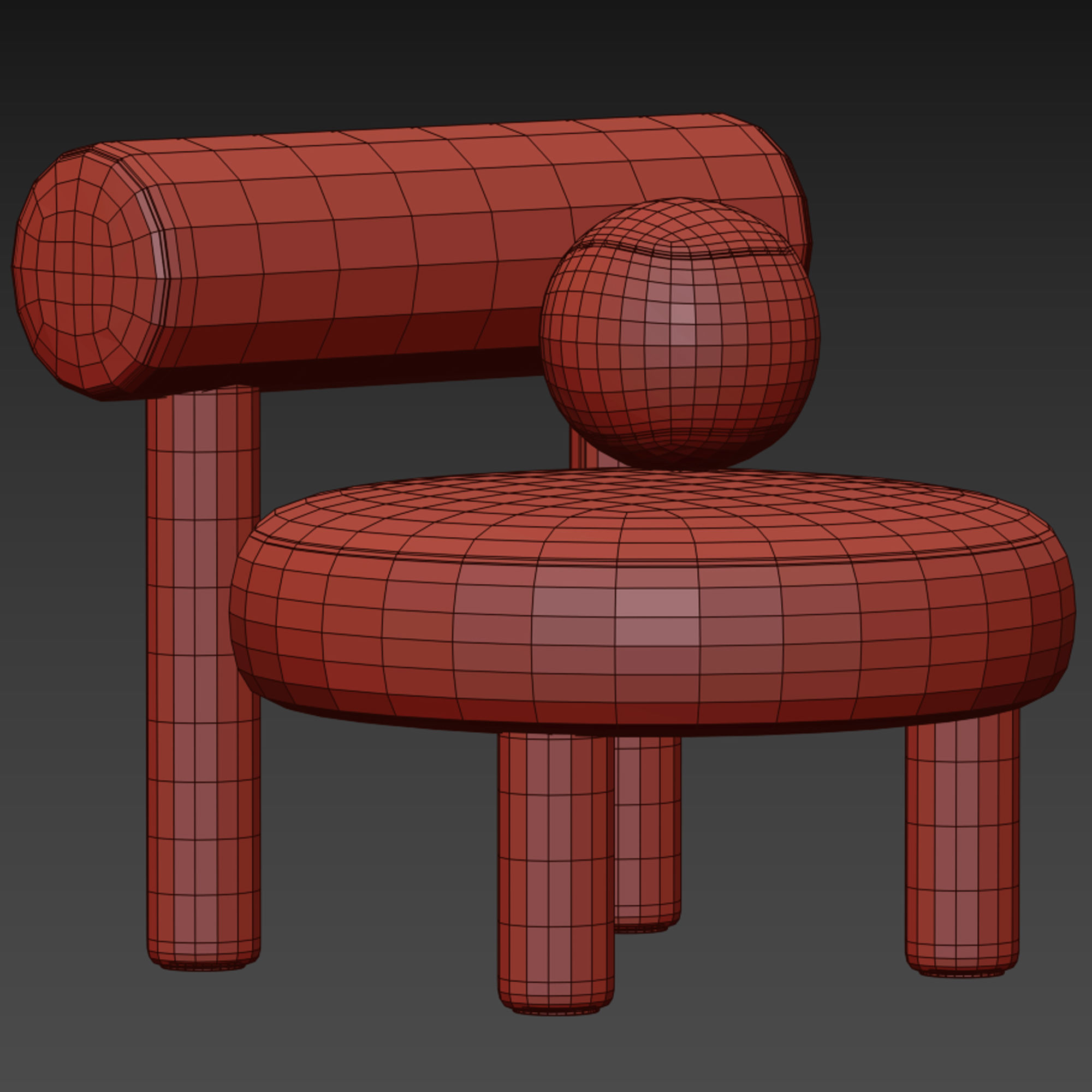 Modern Low Chair Gropius CS1 in Boucle Fabric by NOOM 3D model_2