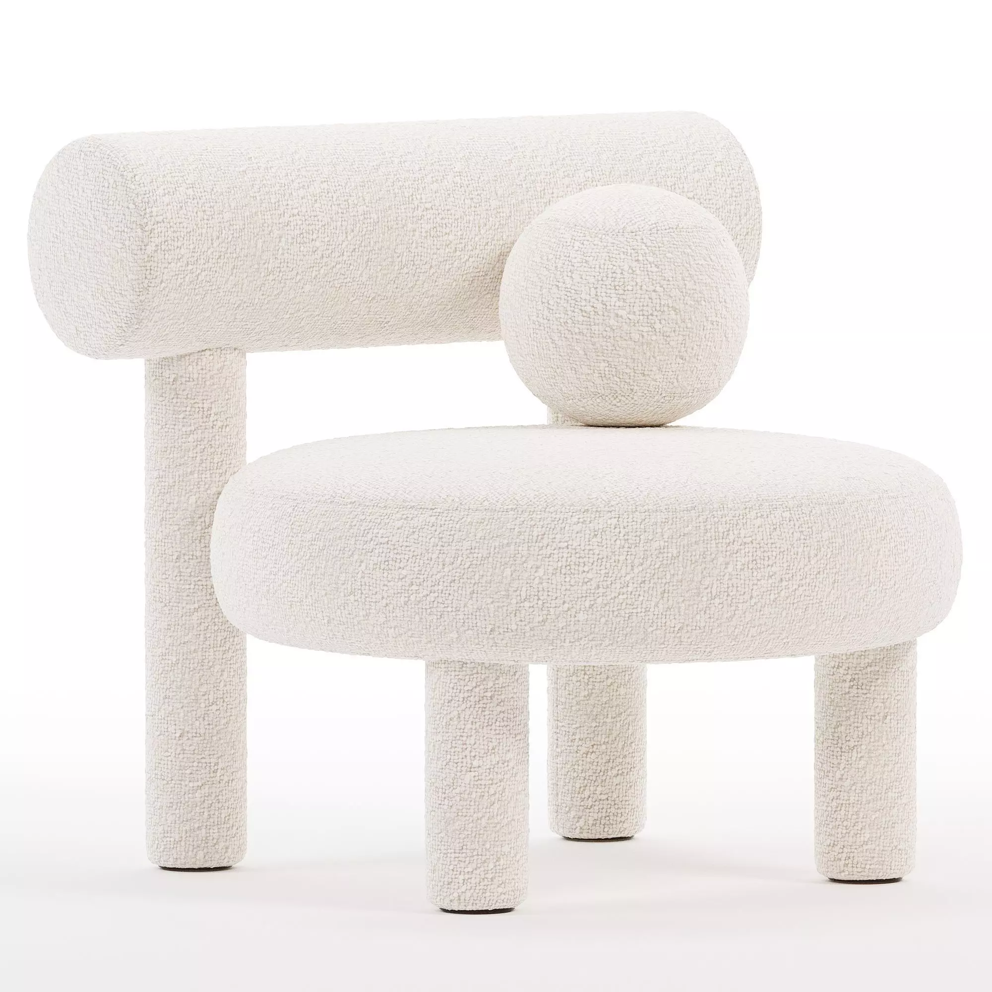 Modern Low Chair Gropius CS1 in Boucle Fabric by NOOM 3D model_0