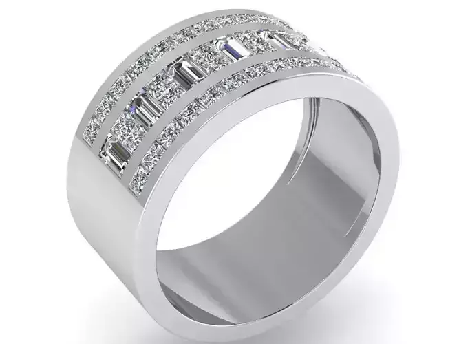 Wide Diamond stone ring 1943 3D print model