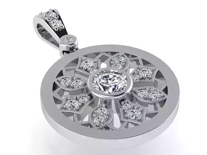 Sun pendant with diamond stones 1944 3D print model