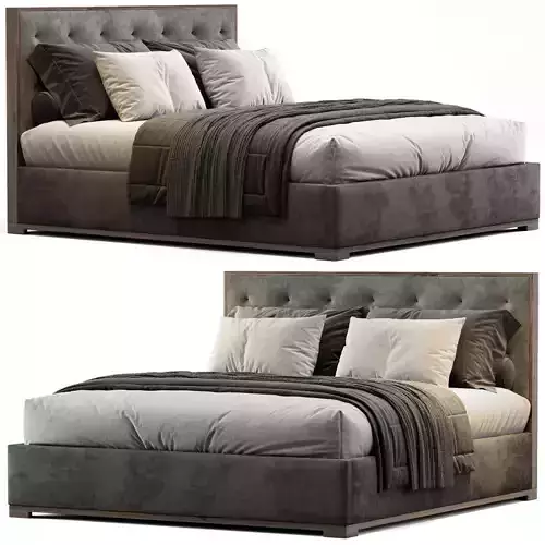 RH FRAMED DIAMOND-TUFTED BED