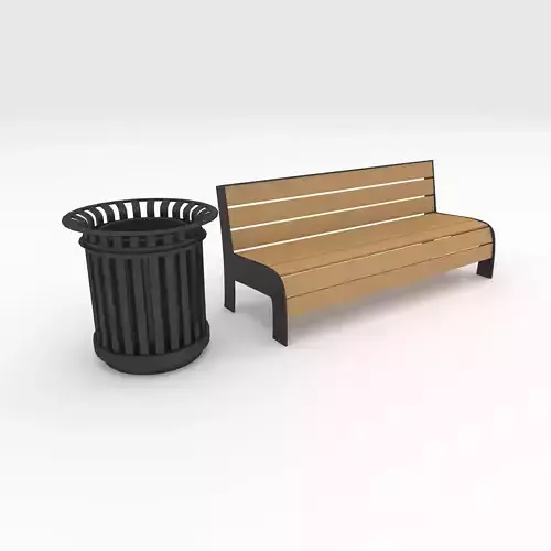 Bench Park 55 Low-poly 3D model