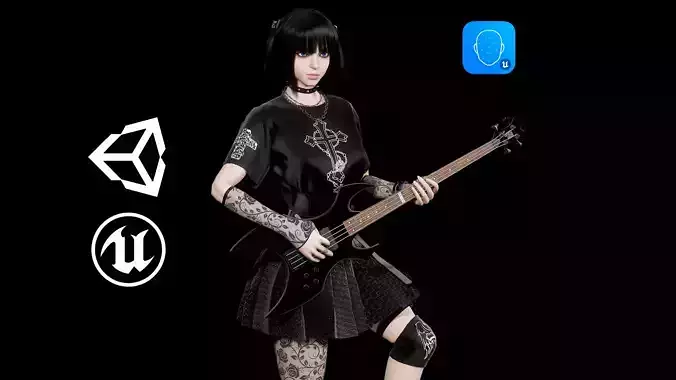 Rocker Girl Hanna Low-poly 3D model