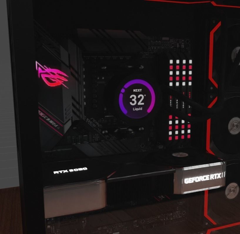 Pc Gaming Lian Li X ROG X NZXT X Corsair Low-poly 3D model_3
