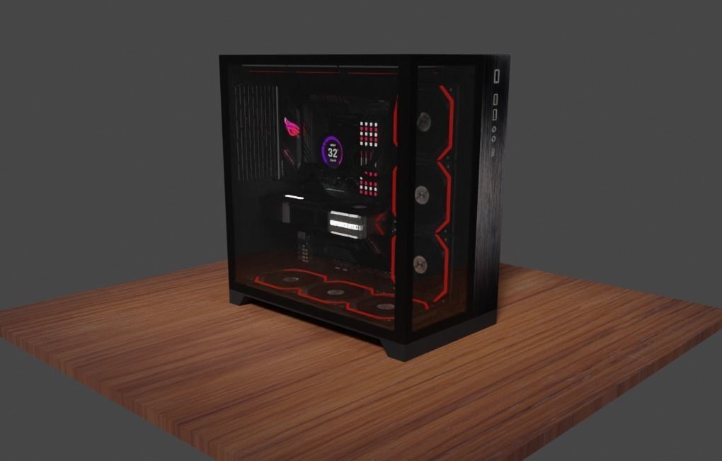Pc Gaming Lian Li X ROG X NZXT X Corsair Low-poly 3D model_2