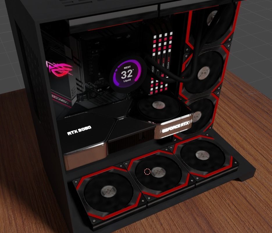 Pc Gaming Lian Li X ROG X NZXT X Corsair Low-poly 3D model_4