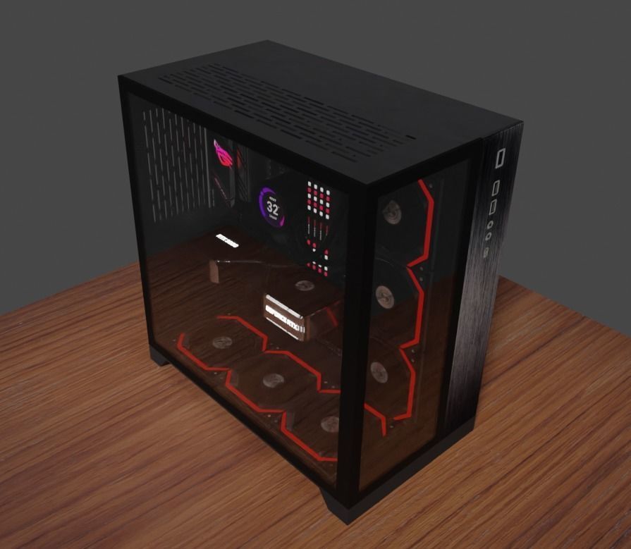 Pc Gaming Lian Li X ROG X NZXT X Corsair Low-poly 3D model_8