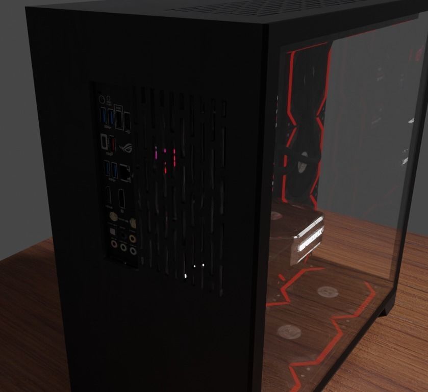Pc Gaming Lian Li X ROG X NZXT X Corsair Low-poly 3D model_6