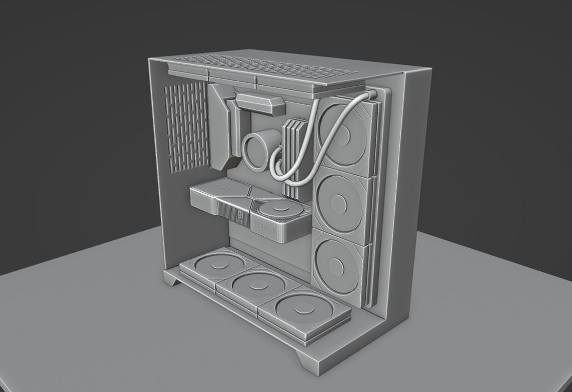 Pc Gaming Lian Li X ROG X NZXT X Corsair Low-poly 3D model_11