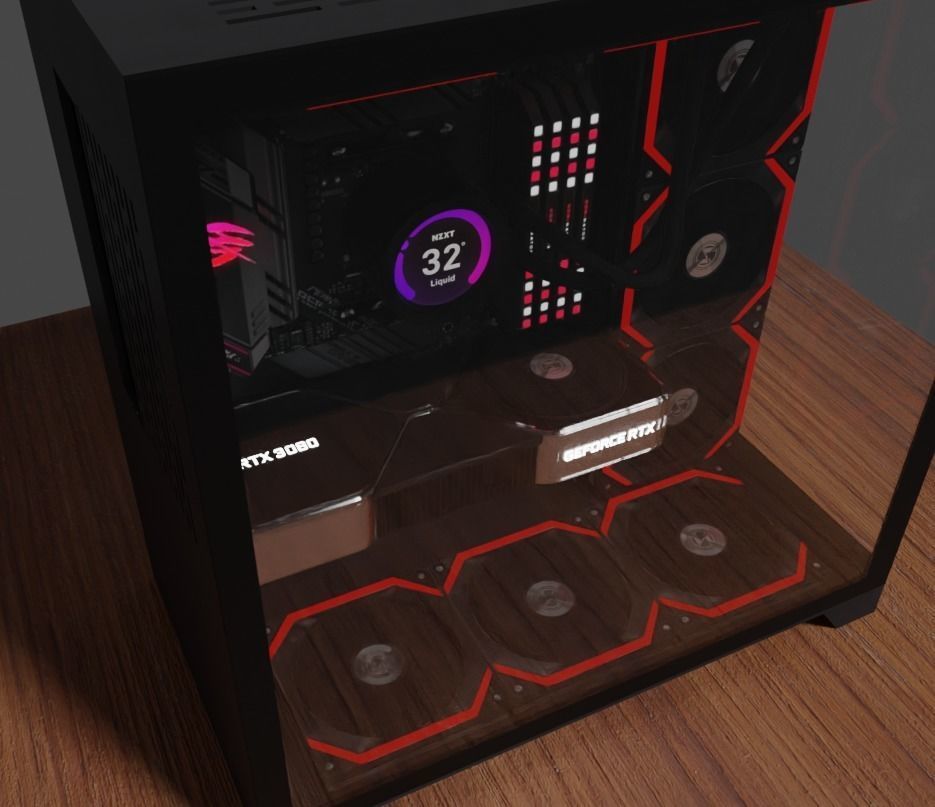 Pc Gaming Lian Li X ROG X NZXT X Corsair Low-poly 3D model_5