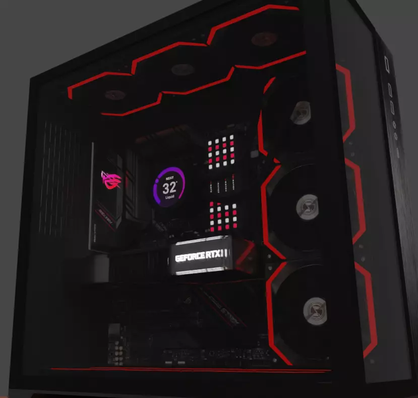 Pc Gaming Lian Li X ROG X NZXT X Corsair Low-poly 3D model_0