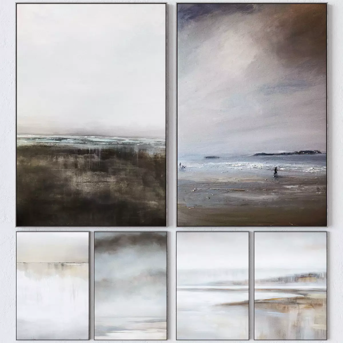 Set of six large wall paintings 3D model_0