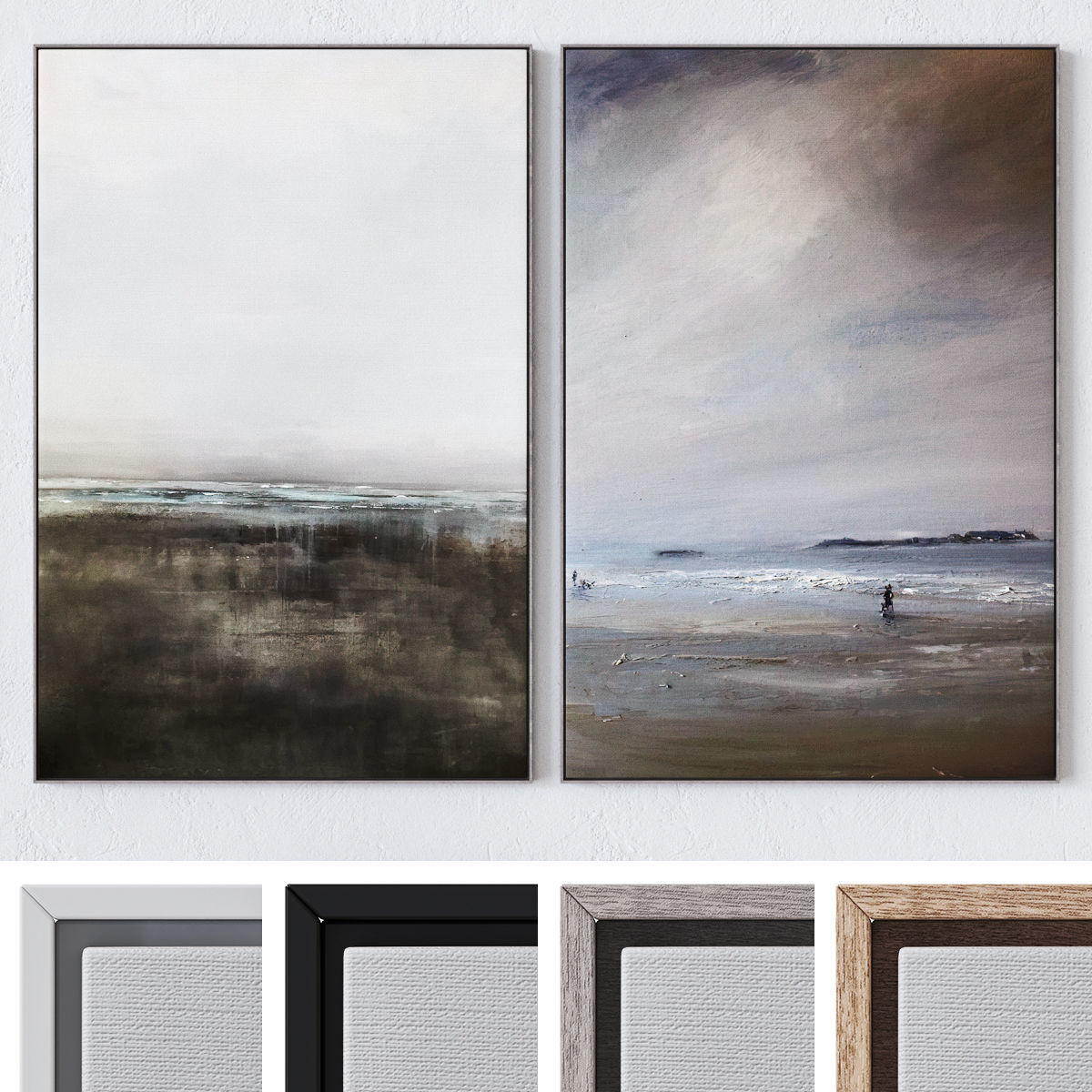 Set of six large wall paintings 3D model_1